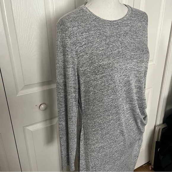 NWT Banana Republic Heather Grey Side Ruched Luxespun Dress Midi Length  Sz L - Picture 4 of 11